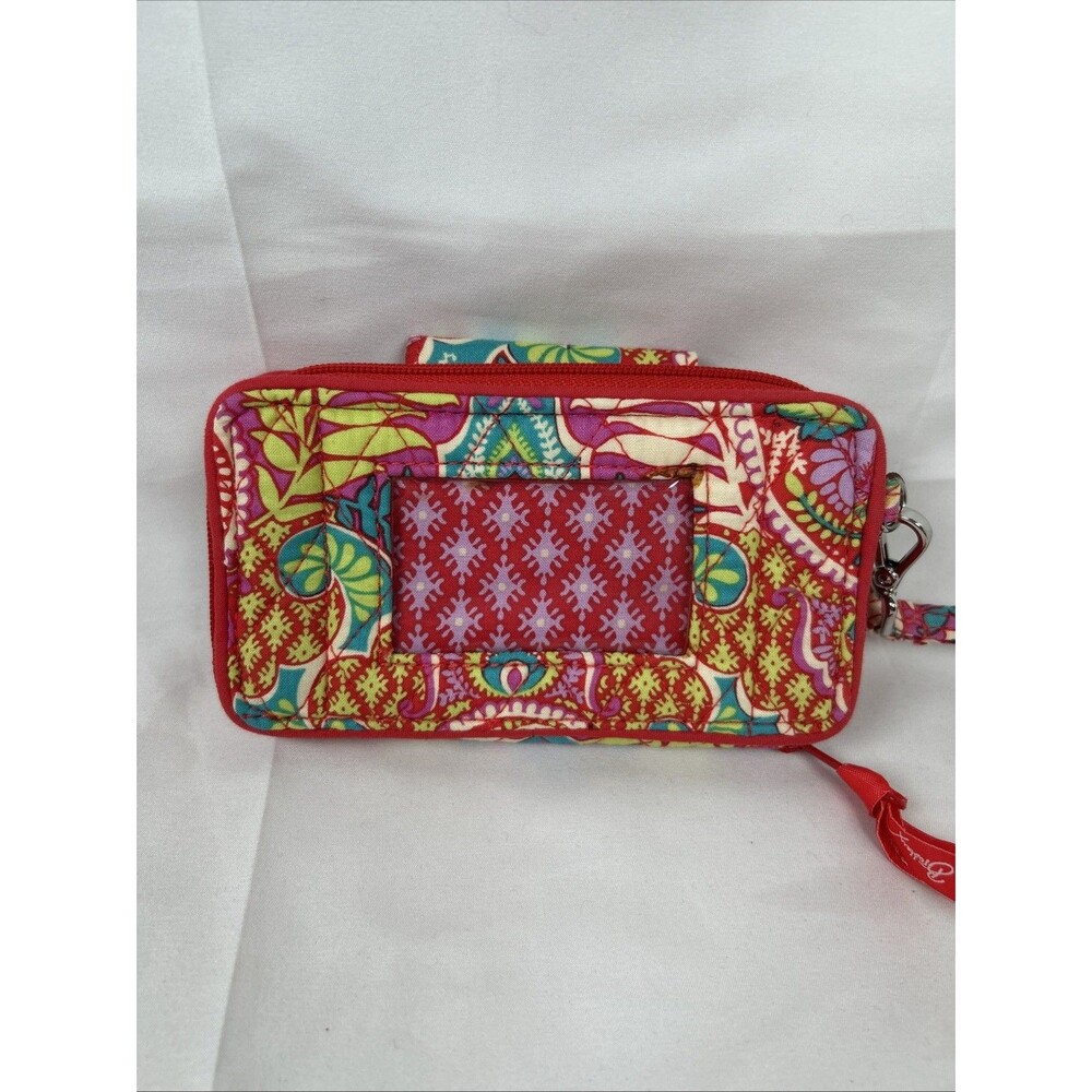 Vera Bradley Bright Floral Zip Around Wallet Wristlet Pink Hard Case - Picture 4 of 11